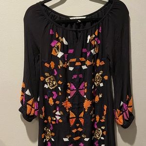 Trina Turk Fun Retro Long Sleeves Black Dress VINTAGE